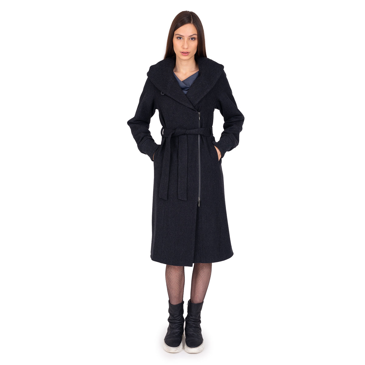 Wollmantel mit Kapuze