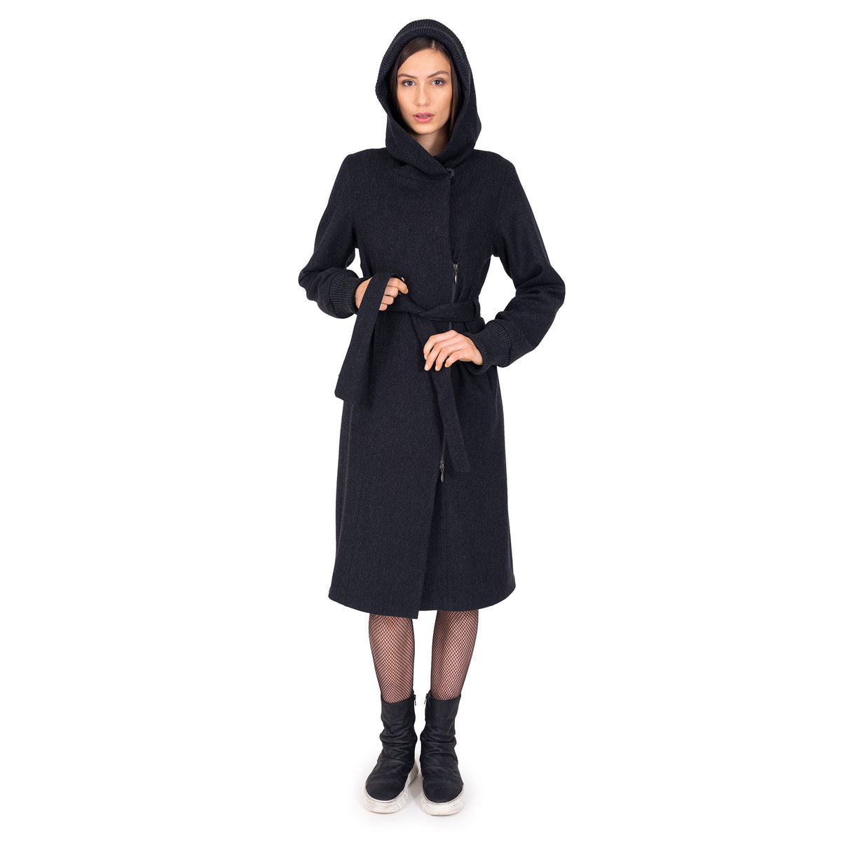 Wollmantel mit Kapuze