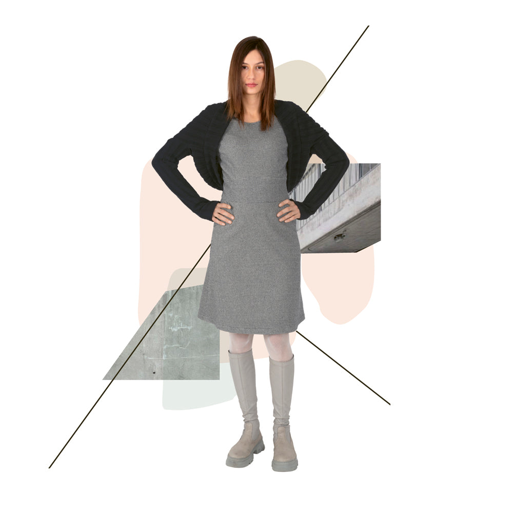 Pepitakleid tailliert mit Taschen